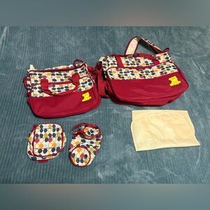 Red Pattern Diaper Bag Set